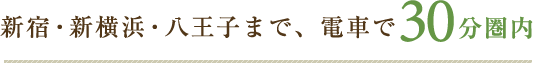 新宿・新横浜・八王子まで、電車で30分圏内